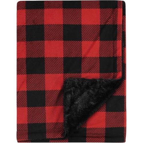 Hudson Baby Unisex Baby Plush Blanket with Furry Binding and Back, Moose Bear, One Size
