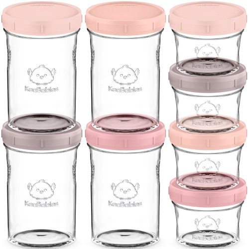 8-Pack Prep Jars Food Glass Containers - Roseate / 4x4oz + 4x8oz