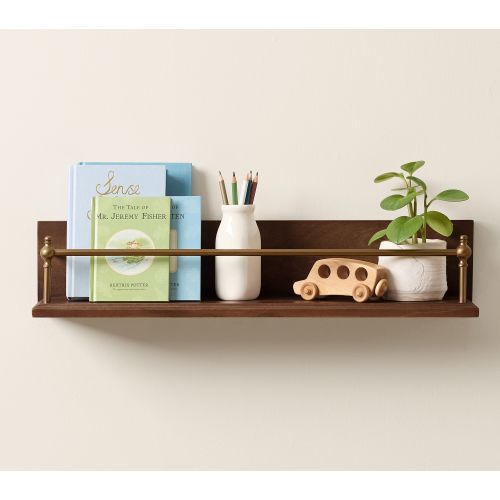 Rail Shelf – Heritage Walnut & Brass | Pottery Barn Kids