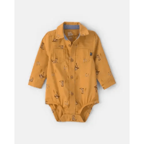 Baby Boy Western Long-Sleeve Bodysuit - Khaki - OshKosh B'gosh | Carter's