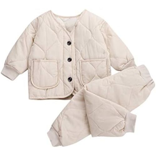 Retro Jacket+Pants Outfits Winter Warm Clothes for Toddler Kids Newborn Baby Girls Boys Quilted Coat Tops+Trousers