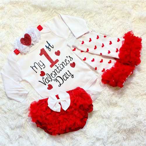 my first valentines day baby girl outfit - baby girl valentines outfit - baby girl my first valentines outfit - daddys valentines baby girl