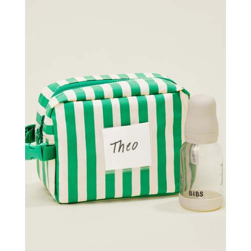Baby Bottle Cooler Bag For Breast Milk Storage Fits Inside Diaper Bag | Green Stripe - Storq by Kindred Bravely