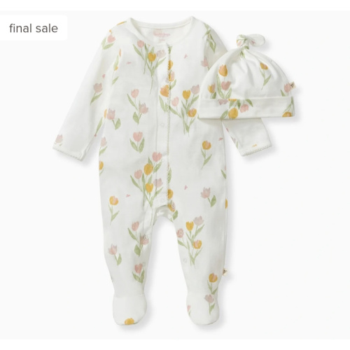 Tulip Fields Baby Girl Jumpsuit & Hat Set
