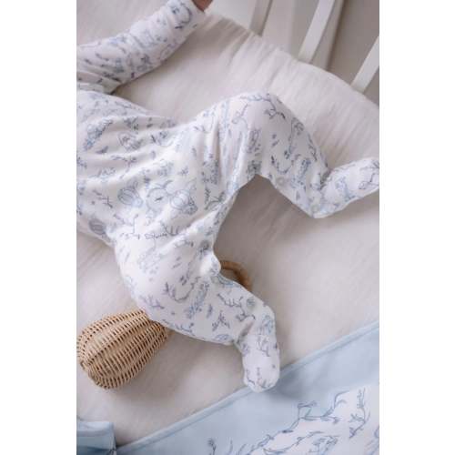 Footed Onesie - Toile De Jouy/Blue