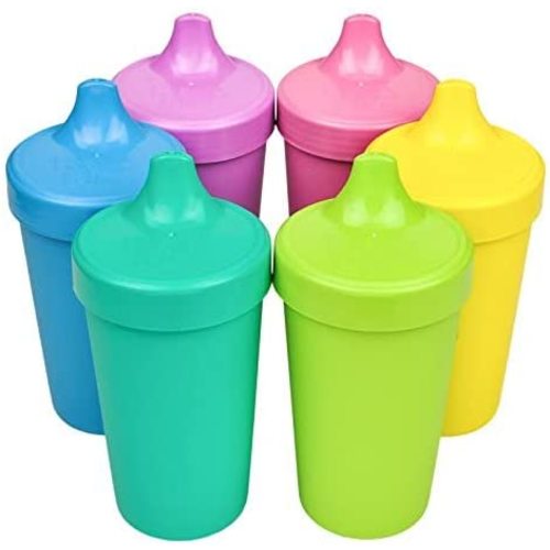 Re-Play Spill-Proof Sippy Cups for Toddlers - Kids Reusable 10 Oz Set of 6, Dishwasher & Microwave Safe, Made in USA, Crayon Box