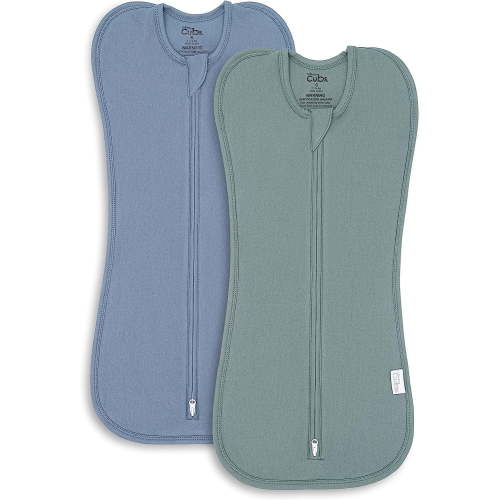 Comfy Cubs Swaddle Blanket Baby Girl Boy Easy Zipper Wrap 2 Pack Infant (Large 3-6 Months, Nomadic Blue, Azul)