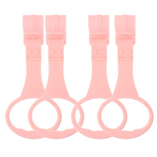 SAFIGLE 4pcs Pull up Rings Standing Walker Crib Tool Ring Playpen Crib Hook Help Stand Up Walking Training Tool for Newborn Pink Supplies