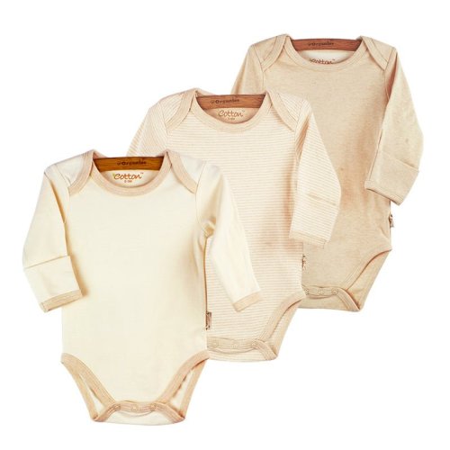 3-Pack Long Sleeve Organic Baby Bodysuits | Newborn Thermal Layers