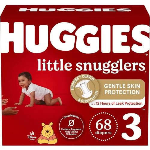 Baby Diapers Size 3 (16-28 lbs), 68ct, Huggies Little Snugglers