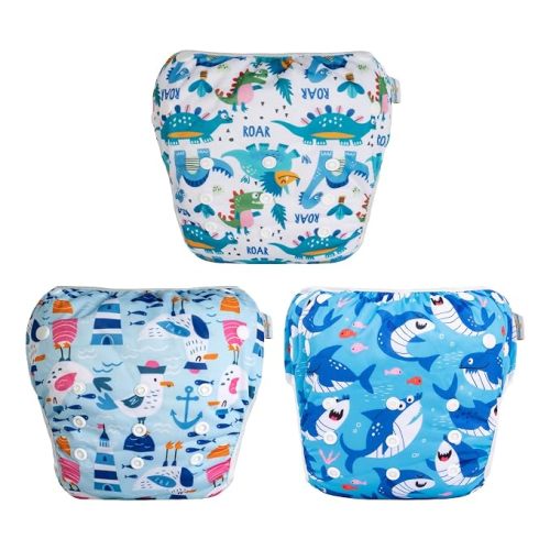 Babygoal Swim Diapers 3 Pack for 8 Months-3 Years Infant and Toddler Girl, Reusable Adjustable Washable for Baby Swimming Lessons 3ZSD42-B