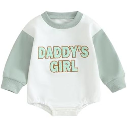 Newborn Baby Girl Romper Daddys Girl Clothes Long Sleeve Round Neck Romper Toddler Girl Outfit