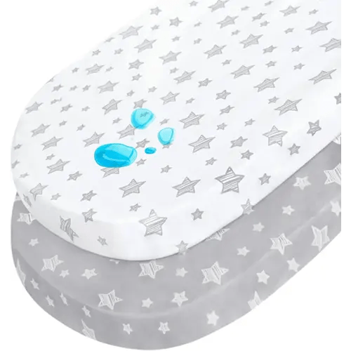 Halo Bassinet Swivel Sleeper Sheet, Waterproof 2 Pack, Universal Fit for Rectangle, Oval, Hourglass Bassinet Mattress