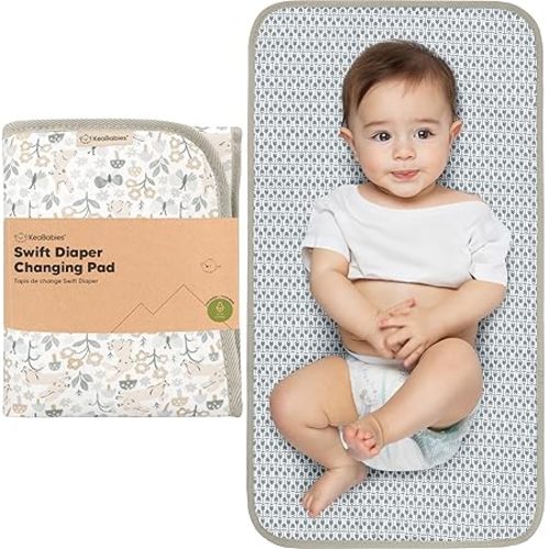 KeaBabies Portable Diaper Changing Pad, Easy Wipe Clean - Foldable Waterproof Baby Changing Mat for Diaper Bag, Compact, Lightweight, 25x13 Newborn, Infant, Baby Changer Travel Essential (Prairie)
