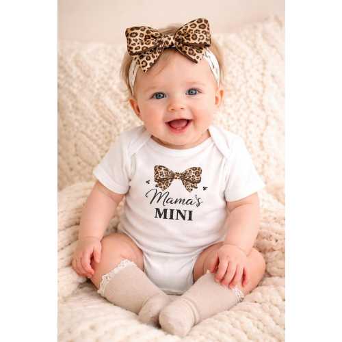 Mama's Mini Leopard Bow Bodysuit | Wild Style Infant Onesie