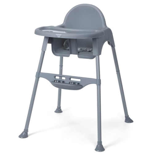 Cosco Kids Canteen High Chair Lightweight Portable Baby Feeding Chair with Adjustable Tray, Easy to Clean, Kitchen or Dining Use, Toddlers Up to 33 lbs, Mono Grey