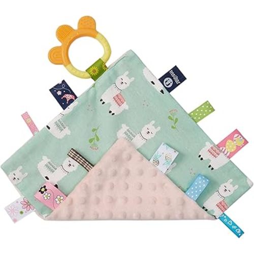 Lovey Alpaca Security Blanket with Tags Toy Soft Plush Minky Blanket Baby Taggies Sensory Blanket Loveys for Babies Girl Boy Small Blanket 10" x 10"