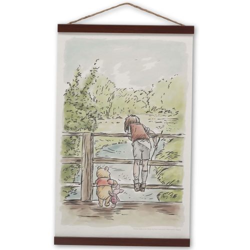 Disney Winnie the Pooh and Robin Hanging Canvas Banner - Sweet Storybook Wall Decor for Nursery or Bedroom