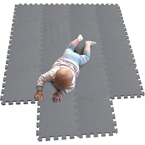 MQIAOHAM® 18 Pieces Puzzle Play Mats, Soft Baby Play Mat, Kids Interlocking Foam Floor Tiles, Toddlers Carpet Playmats G301018-112