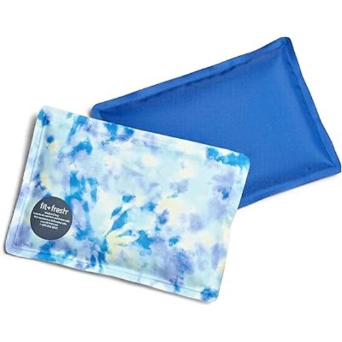 Cool Coolers by Fit & Fresh 2 Pack Soft Ice, Flexible Stretch Nylon Reusable Ice Packs for Lunch Boxes & Coolers, Aqua Tye Dye