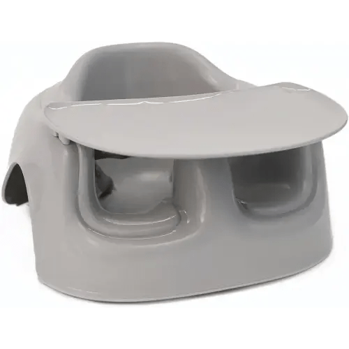 Bumbo Plastic Seat with Tray Combo - Floor Seat Lite Portable Baby Sit Up Chair w/Tray for Eating & Playing, Additional Legroom, Sitting Lounger for Babies 3-12 Months, Breige