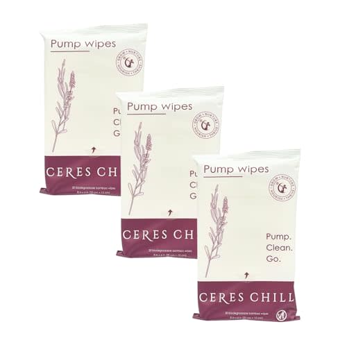 Natural Breast Pump Wipes for Pump Parts & Bottles – Non-Toxic, Residue-Free Cleaning Wipes for Breastfeeding & Baby Gear – No Rinsing Required – 30 Count (3 Pack)