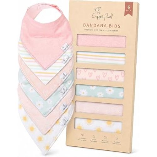 Copper Pearl Baby Bibs 4 Pack, Bandana Drool Bibs for Baby Girl & Boy, Soft Cotton Bibs for Drooling and Teething