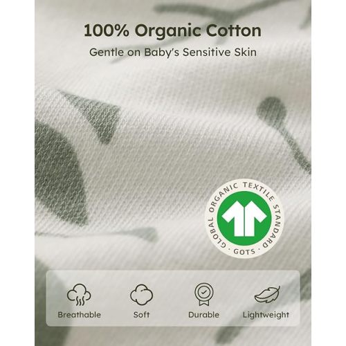 Yoofoss Baby Sleep Sack 0-6 Months Wearable Blanket for Babies 100% Organic Cotton 2-Way Zipper TOG 0.5 Toddler Sleeping Sack 3 Pack, Sleep Sacks