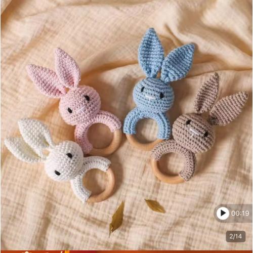 Baby Soothing Toy, Crochet Colorful Rabbit Rattle Toy, Teething Stick, Crochet Toy, Baby Chewable Teether, Newborn Gift, Halloween, Christmas, Birthday Gift | SHEIN USA