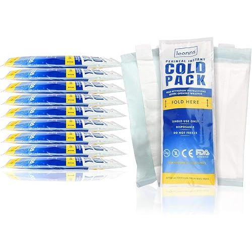 Perineal Ice Packs for Postpartum w/Adhesive Strip | Perineal Cold Pack - 2 in 1 Ice Pack Pads for After Birth - Instant Ice Maxi Pads (24)