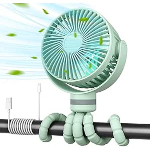 Momcozy 8000mAh Portable Stroller Fan, 27H Ultra-long Battery Life Detachable 4 Speed 360°Rotate LED Night Light with 2 Modes, USB Rechargeable Handheld Cooling Fan for Travel/Car Seat/Bedroom