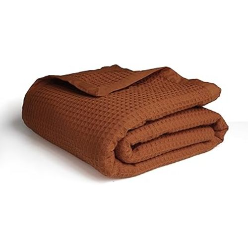 Salt Earth GOTS Certified 100% Organic Cotton Throw Blanket, 55" X 60" Blankets & Throws for Bed, Throw Blanket for Couch,Modern & Cozy Blanket, All Season Waffle Blanket, Soft Blanket (Potting Soil)