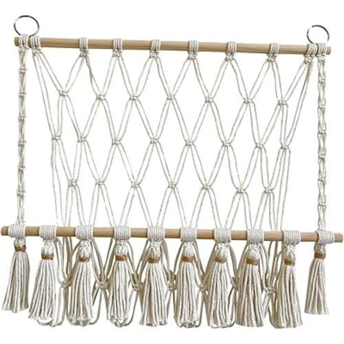 Stuffed Animals Hammock Tapestry Boho Macrame Easy to Install Soft Plush Toys Holder Net for Playroom Bedroom, Style B