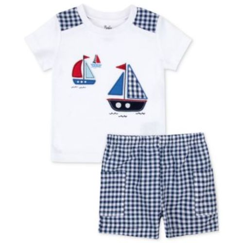 Baby Boys 2-Pc. Sailboat & Seersucker Shirt & Shorts Set
