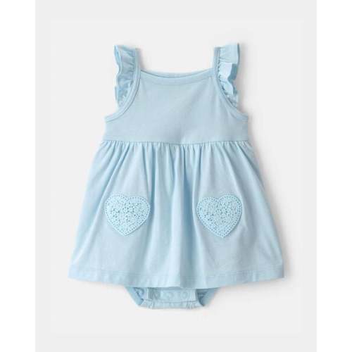 Baby Girl Heart Sleeveless Bodysuit Dress - Blue | Carter's