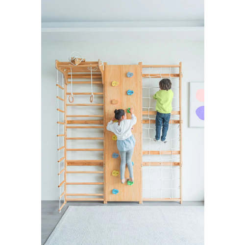 Swedish Ladder Wall Gym & Climber | 9-in-1 | Walnut | Avenlur