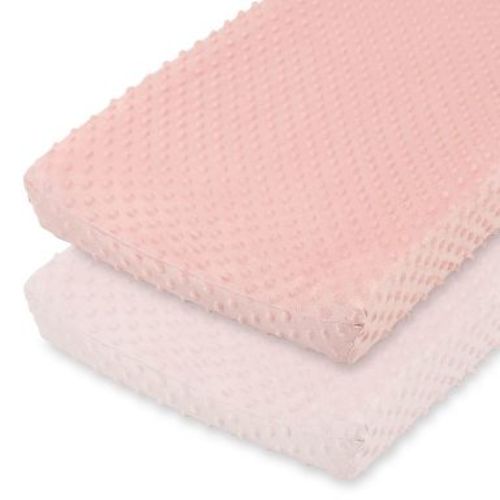 The Peanutshell Minky Dot Pink Ultra Soft Baby Mat Cover for Girls, 2 Pack