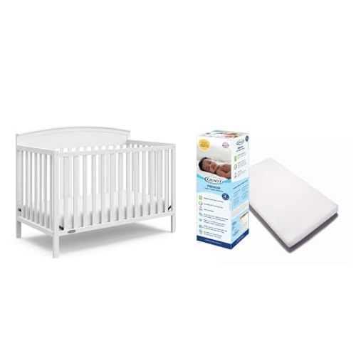 Graco Benton 5 in 1 Convertible Crib with Graco Crib Mattress, Driftwood
