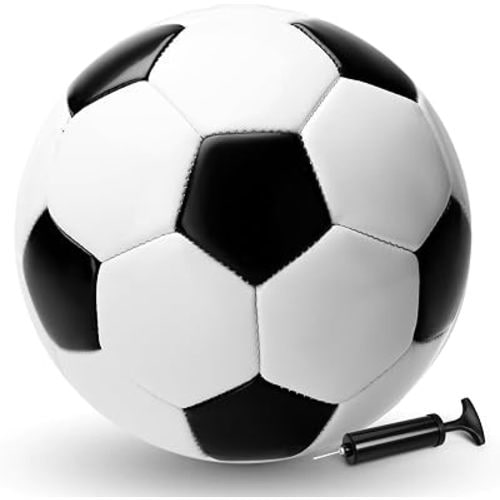 Soccer Ball Size 5 Size 4 Size 3 Size 2 with Pump Deflated - Single, 2 or 3 Pack Official Size Indoor Outdoor Training - Gift for Toddler Kids Youth Teens Adult 3-5 5-8 8-12 12+ Years Old Boys Girls