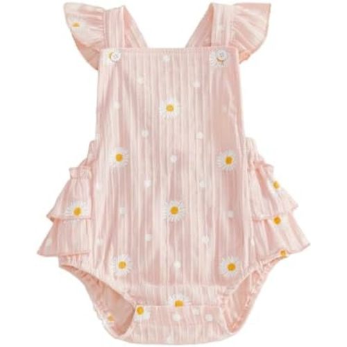 Thorn Tree Baby Girl Summer Clothes Newborn Outfit Ruffle Romper Infant Baby Dress Bow Headband Solid Cute Outfits Girls