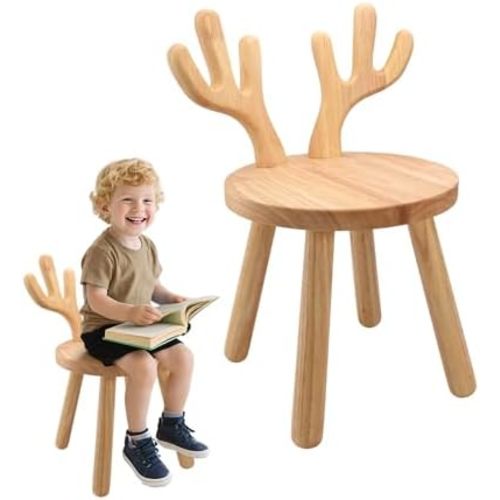 Solid Wood Child Stool Kids Wooden Chair - Adorable Design, Sturdy Build for Kids' Playtime & Meal Time, Perfect for Home & Nursery (2 Pack)