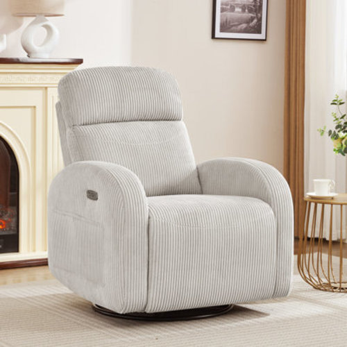 Latitude Run® Delba Fabric Swivel Rocker Power Recliner, 270° Swivel Nursery Glider Recliner with USB & Type-C Port & Reviews | Wayfair