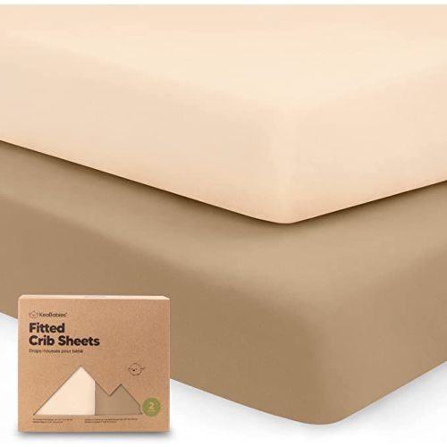 2-Pack Organic Crib Sheets for Boys, Girls - Jersey Fitted Crib Sheet, Baby Crib Sheets Neutral, Crib Mattress Sheet, Cotton Crib Sheets, Soft Baby Sheets for Crib, Unisex Crib Fitted Sheet (Pecan)