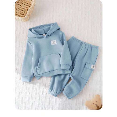 SHEIN 2pcs/Set Baby Boy/Girl Casual Sports Letter Graphic Pocket Hoodie & Elastic Waist Pants Set, Suitable For Autumn/Winter | SHEIN USA