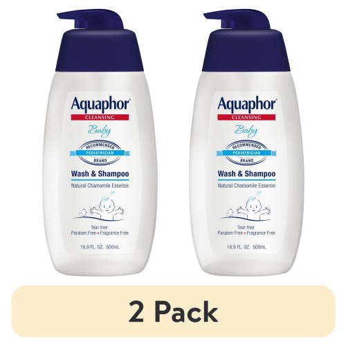 (2 pack) Aquaphor Baby Wash & Shampoo, Fragrance Free and Tear Free for Baby's Sensitive Skin, 16.9 fl oz