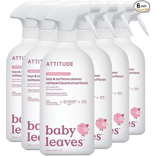 ATTITUDE Toy and Surface Cleaner, EWG Verified Multi-Surface Products, Vegan, Naturally Derived Multipurpose Cleaning Spray, Unscented, 27.1 Fl Oz (Pack of 6)