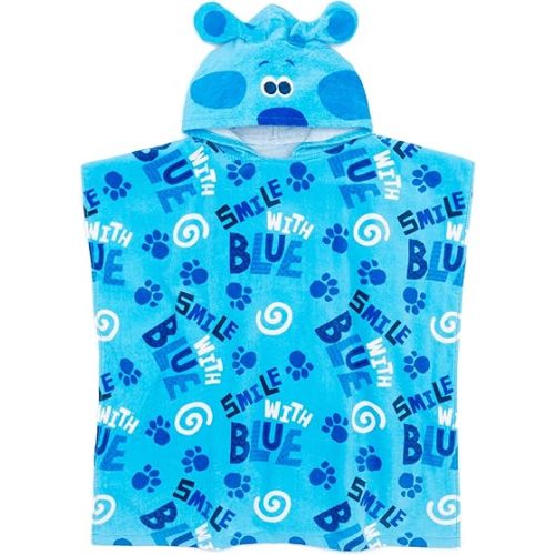 Blue’s Clues and You Kids Towel Poncho | Boys & Girls Blue Cartoon Bath Towel with 3D Ears | Puppy Swimwear Changing Robe