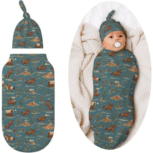 Western Horse Swaddle Blankets Soft Receiving Blanket Baby Swaddle Wrap for Baby Girls Boys