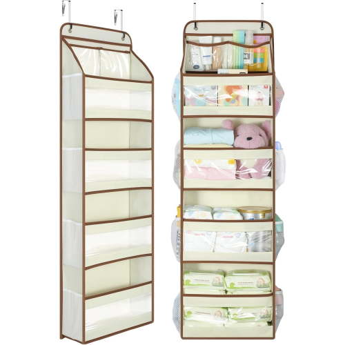 LazySpin Over The Door Hanging Organizer 1 Pack, Beige