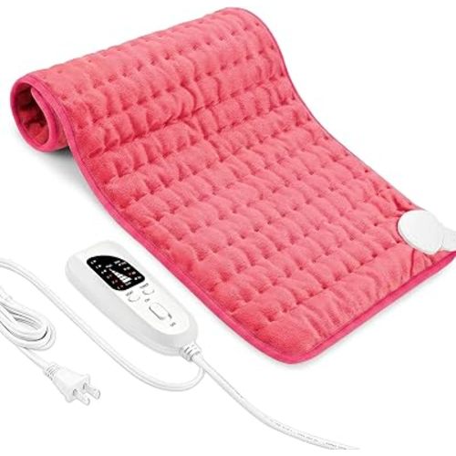 Electric Heating Pad with 6 Heat Settings, Auto Shut Off, Dry Electric Heating for Back Neck Knee Arms Legs Shoulder Heat Pads for Christmas Birthday Father Mother's Day, 24"x12"